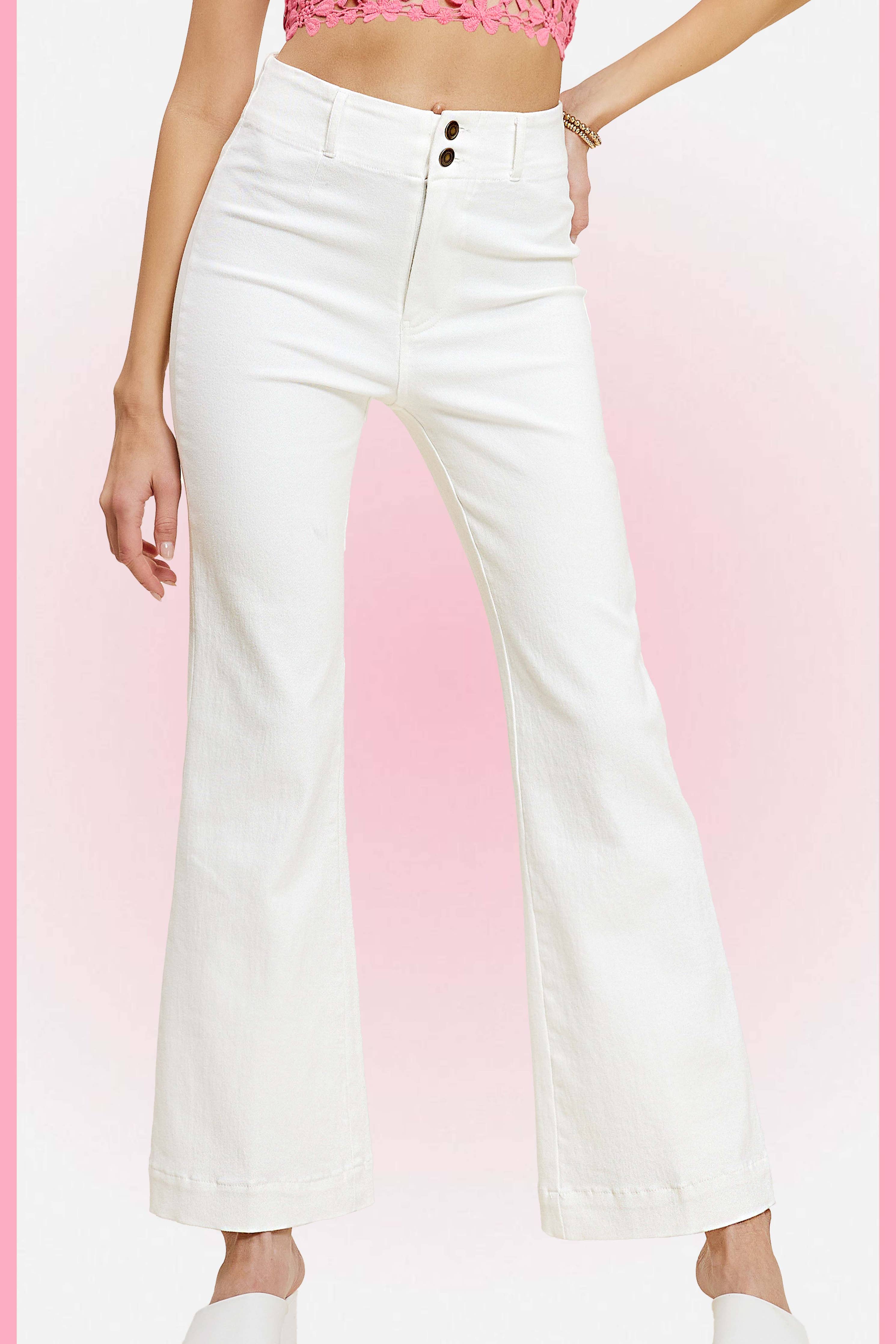 La Miel Soft Washed Stretchy High Waisted Wide Flare Pants