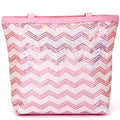 Chevron sequin tote dance bag pink