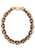 Canvas Tortoise and Gold Chunky Link Necklace
