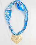 Cile Scarf Charm Necklace Blue Heart Pendant
