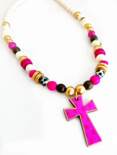 Audra Style beaded cross necklace