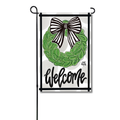 Black and White Bow Wreath Flag