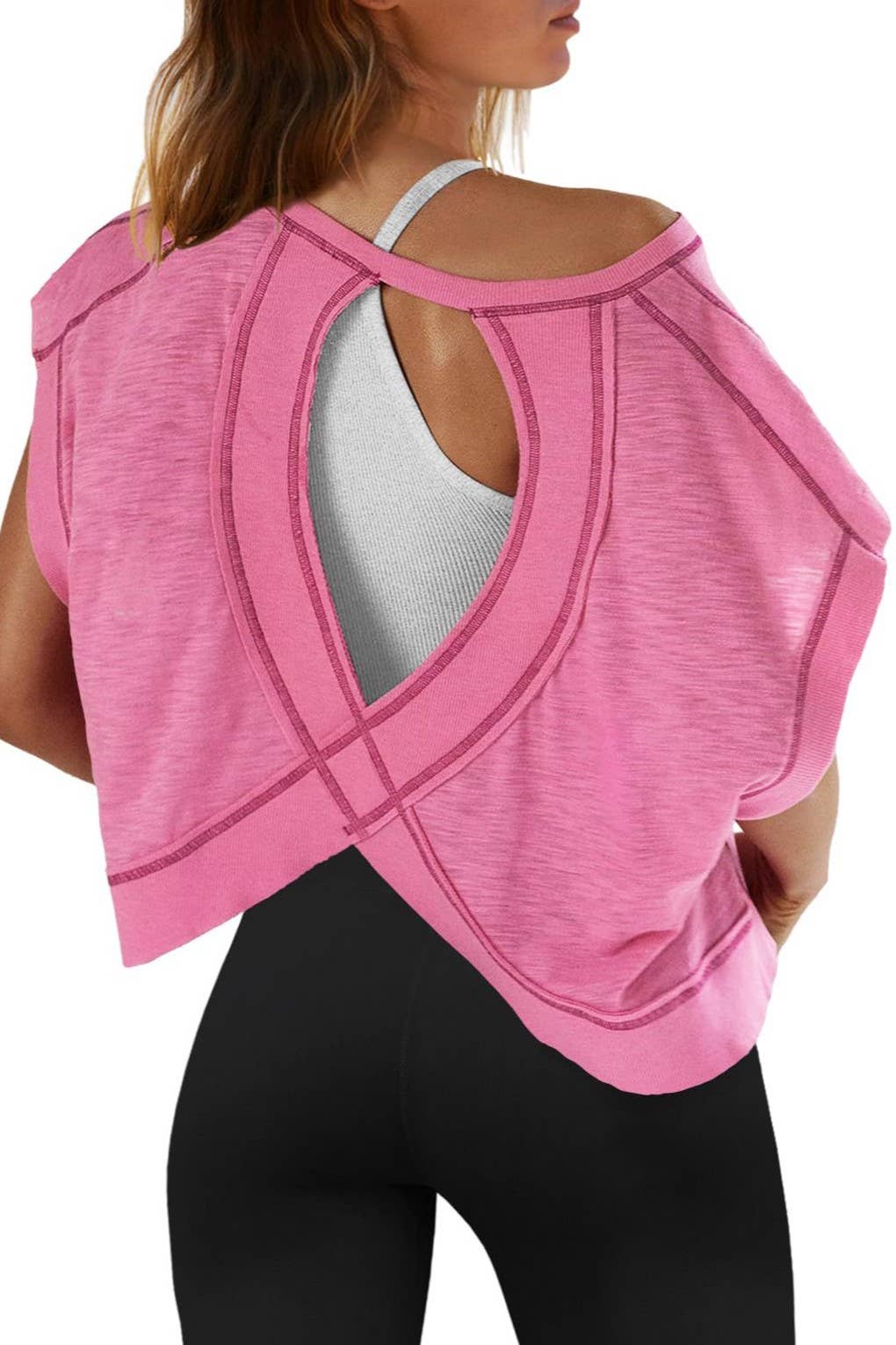 Wrapped cutout back short sleeve workout tee