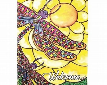 Magnolia Garden Dragonfly Welcome Garden Flag