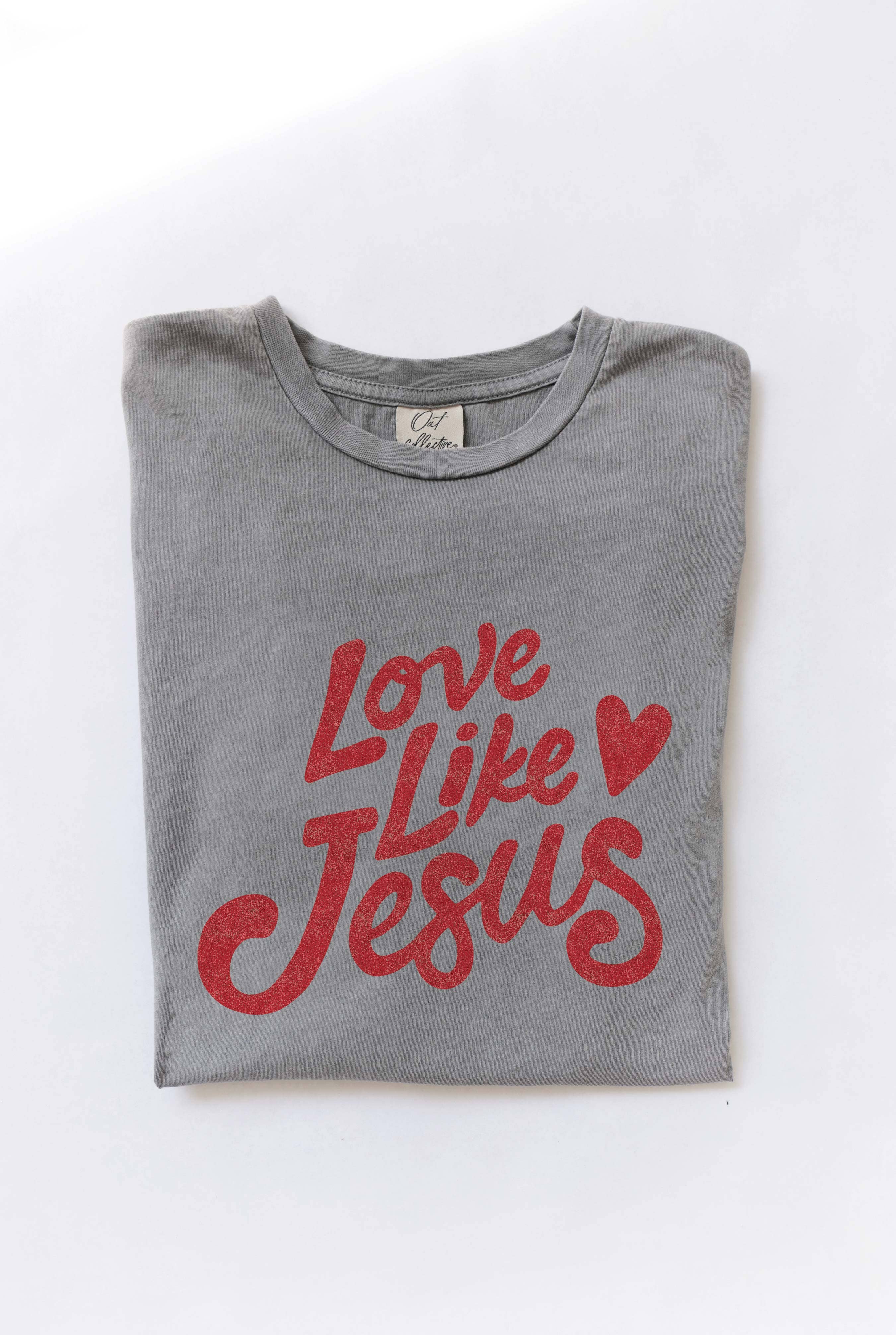 LOVE LIKE JESUS Mineral Washed Graphic Top