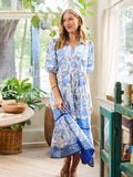 Mary Square Eloise Dress Porcelain Vines Blue
