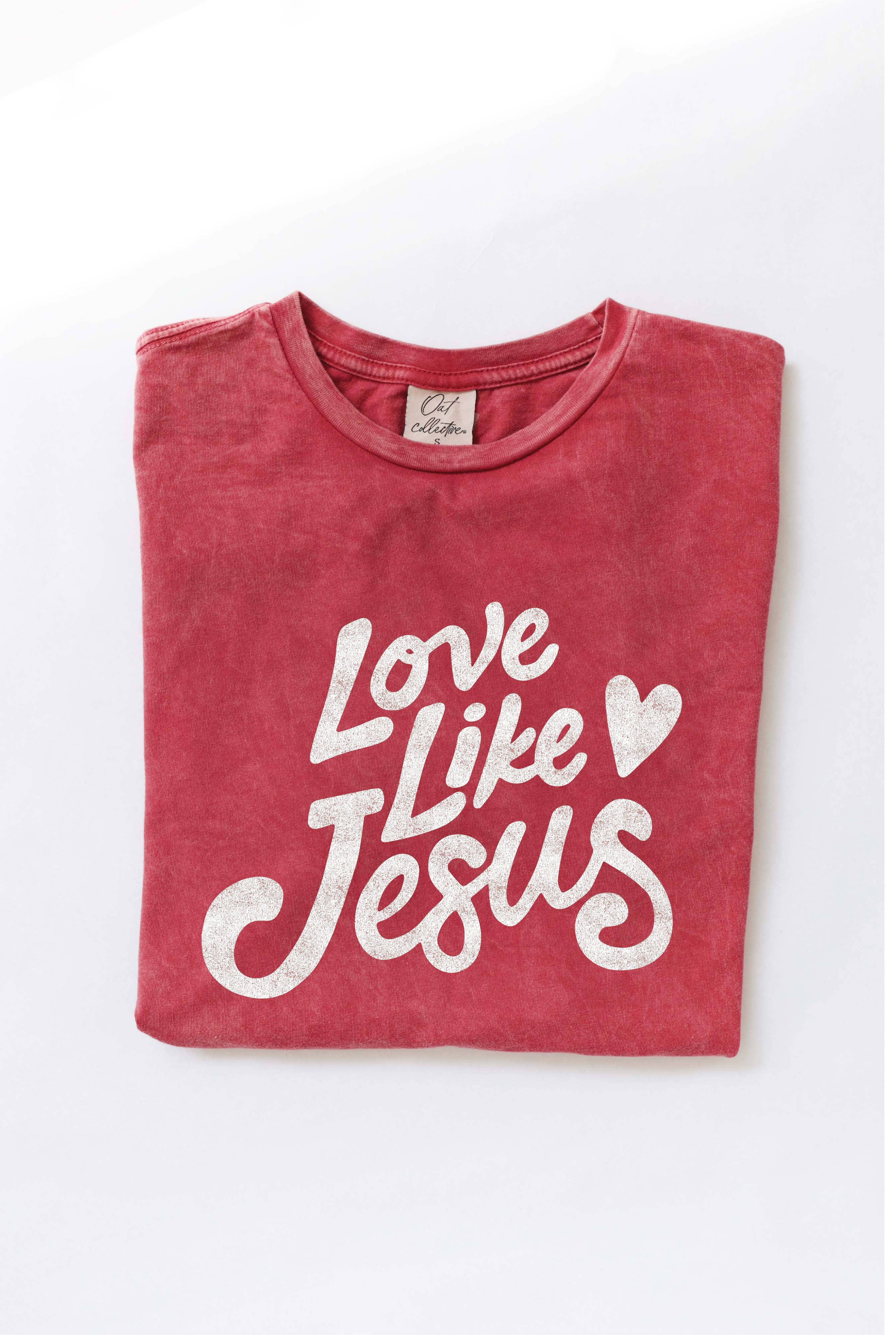 LOVE LIKE JESUS Mineral Washed Graphic Top