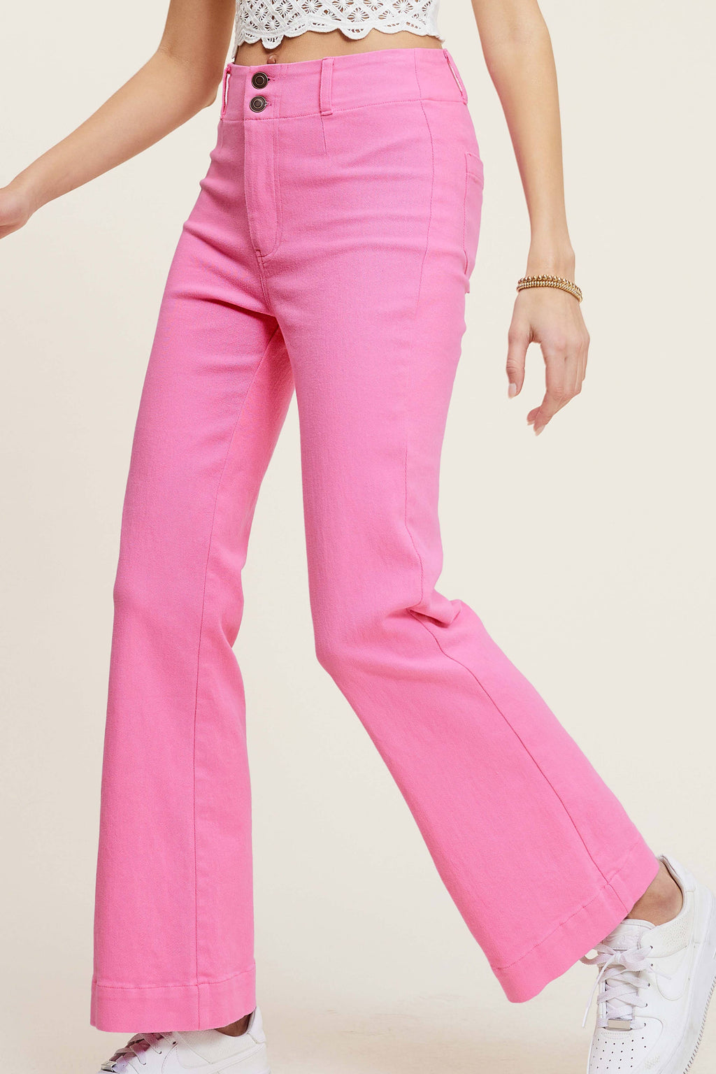 La Miel Soft Washed Stretchy High Waisted Wide Flare Pants