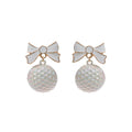 Jane Marie Golf Ball Drop Earrings with White Bows