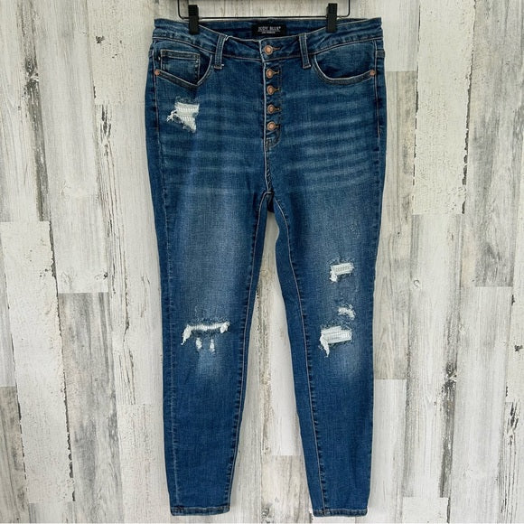 Judy Blue Jeans Dark Wash Mid Rise Skinny Fit Button Fly Plus Sized