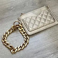 Jen & Co Gold Wristlet Wallet with Gold Chain