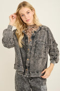 J Her batwing mineral wash ash black cardigan
