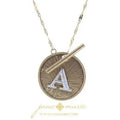 Jane Marie Round Initial Pendant Necklace Gold