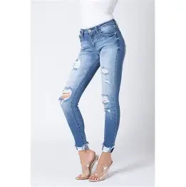 Kancan Midrise Super Skinny Distressed Jeans