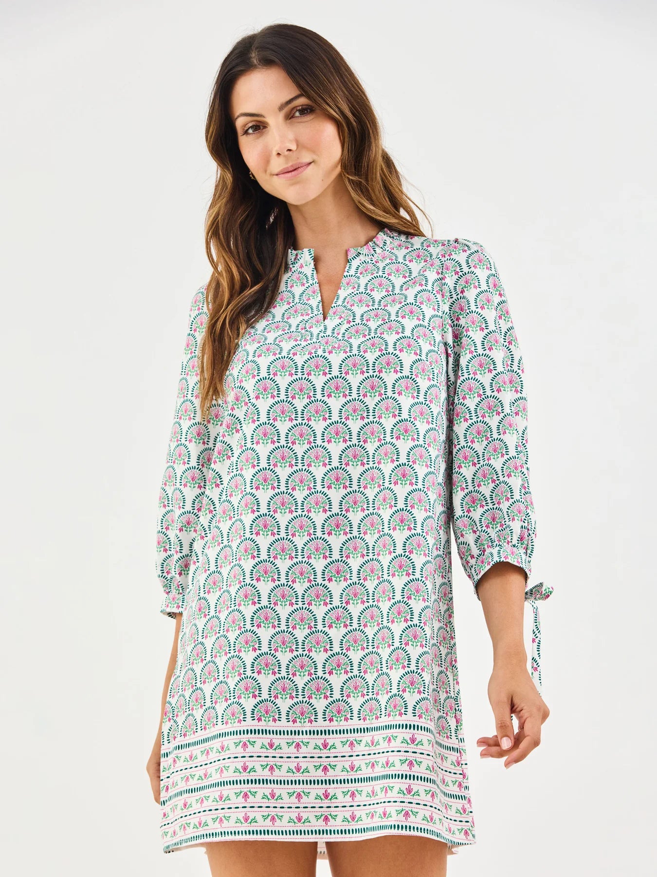 Mary Square Lainey Dress Sunshower Flora White