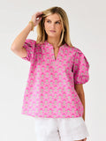 Mary Square Lainey Top Deco Lillies Fuchsia