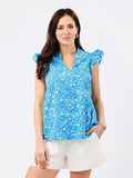 Mary Square Leigh Top Meadow Line Blue