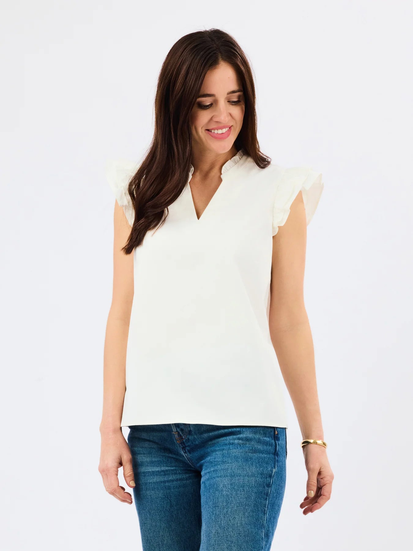 Mary Square Leigh Top White