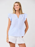 Mary Square Lydia Top Blue/White Seersucker