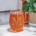 Mary Square Initials Stemless Wine Glass