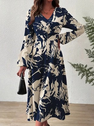 DoubleJu Twist Front Maxi Dress Navy and Cream
