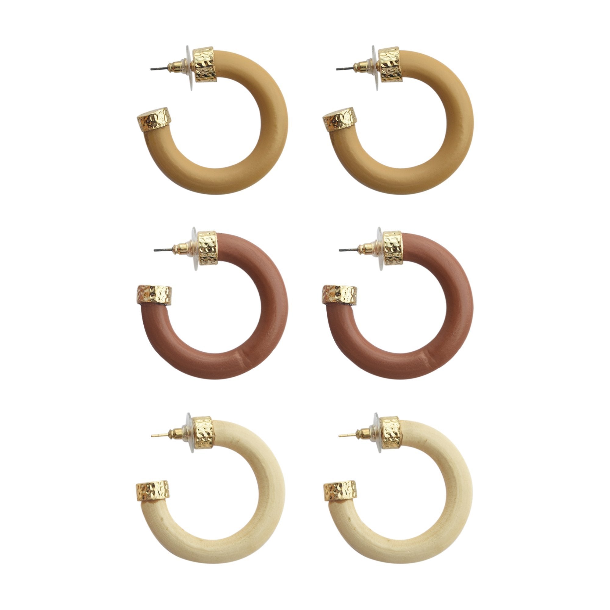 Mainstreet Collection Wood Hoop Earrings