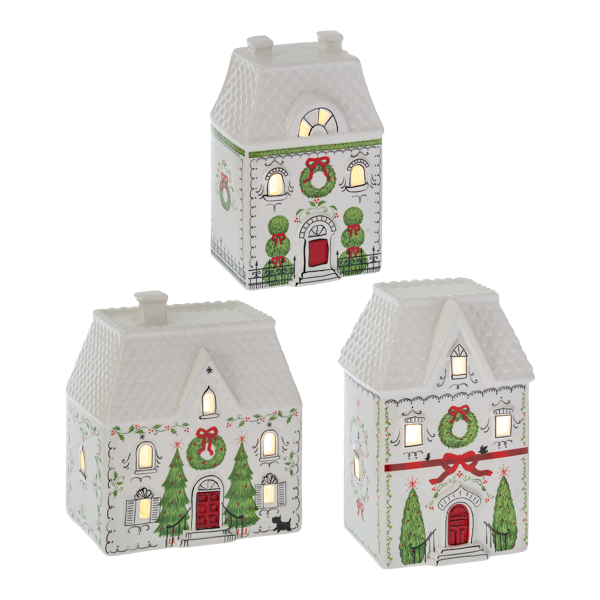 Ganz LED Holiday House Figurine Set 3pcs