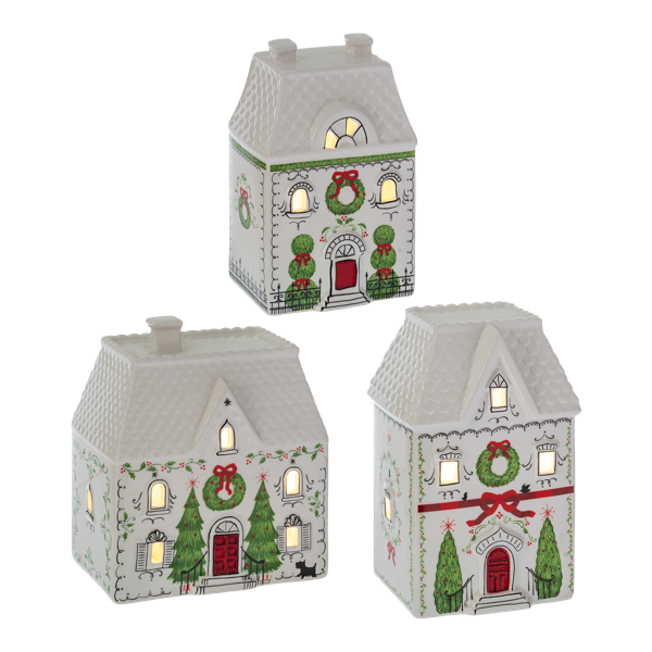 Ganz LED Holiday House Figurine Set 3pcs