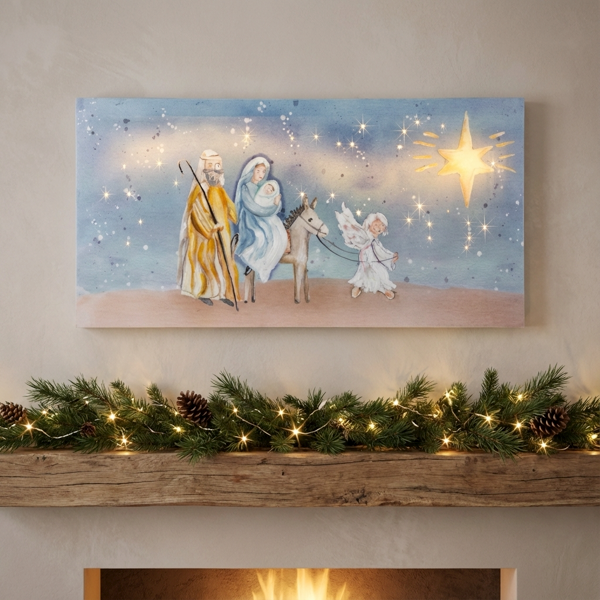 Ganz LED Watercolor Angel w/ Family Wall Decor
