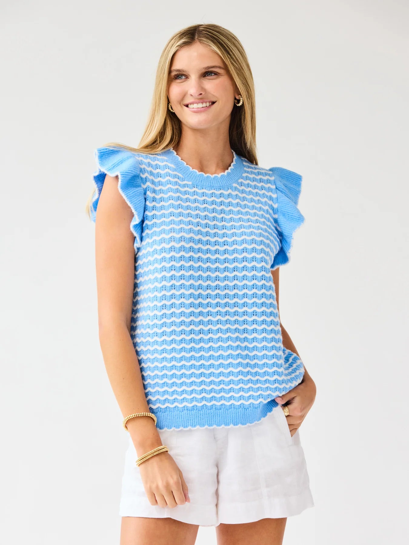 Mary Square Oakley Sweater Blue White