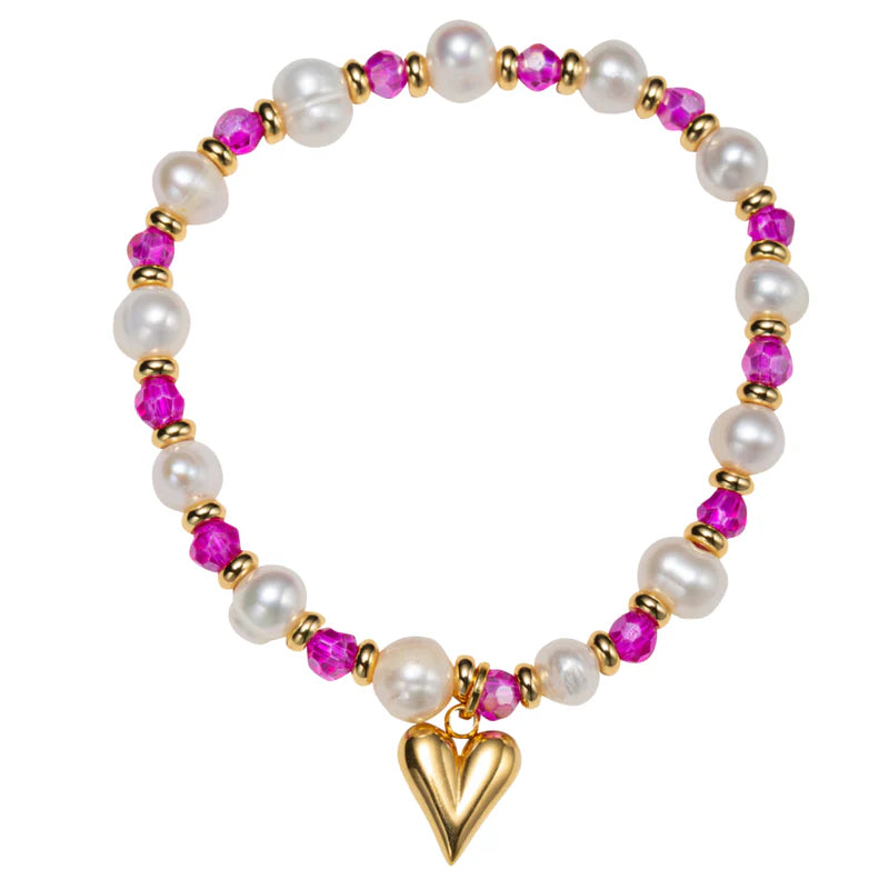 Golden by Jane Marie kid's beaded solid heart birthstone bracelet