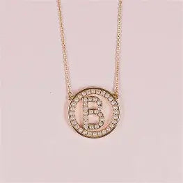 Michelle McDowell Initial Necklace Circle Pearl Pendant