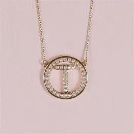 Michelle McDowell Initial Necklace Circle Pearl Pendant