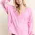 J Her pink hoodie with thumbholes