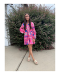 Lavender J Balloon Sleeved dress hot pink