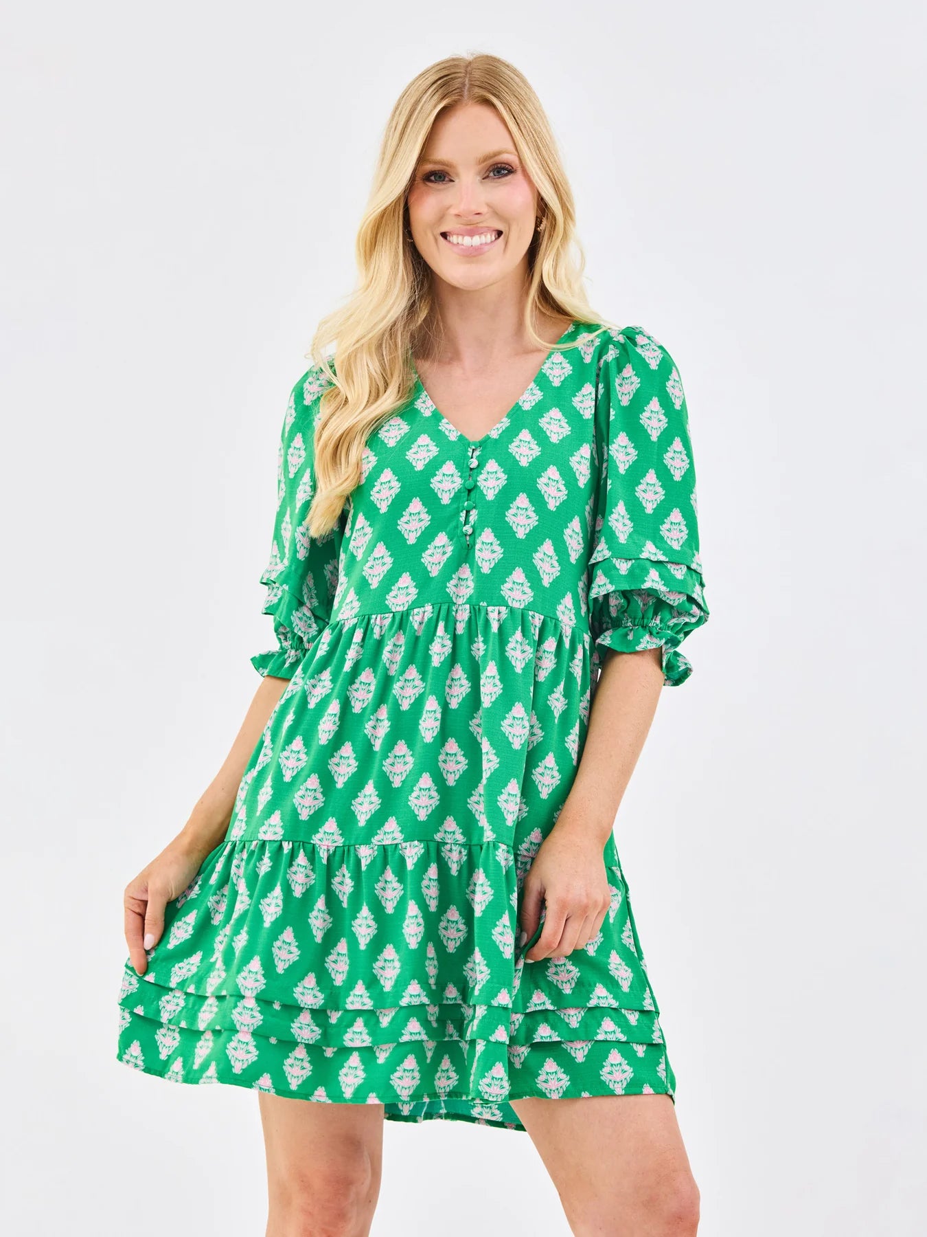 Mary Square Raya Dress Early Riser Green