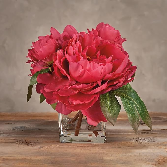 Primitives by Kathy Red Peonies Flower Vase