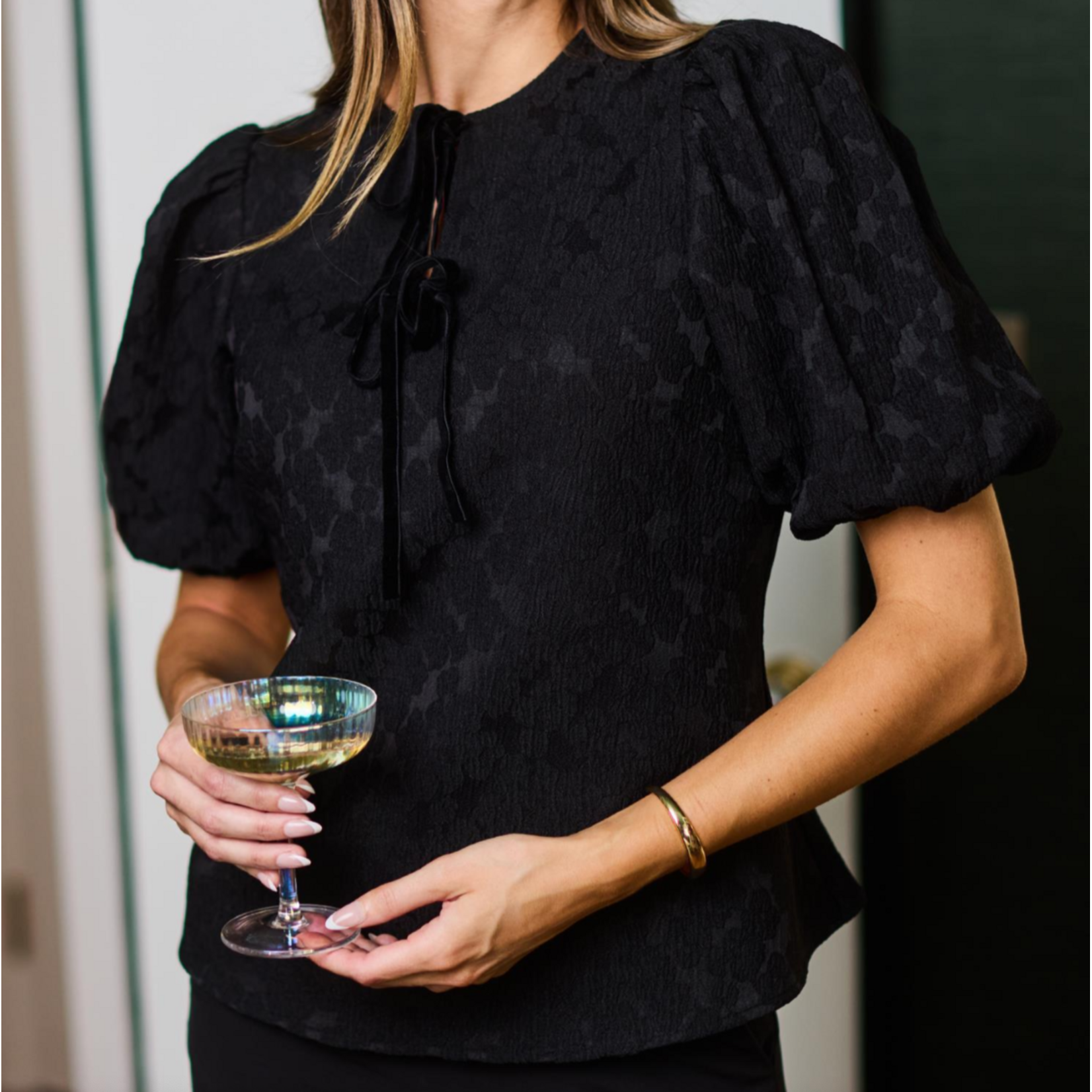 Mary Square Ren Top Black
