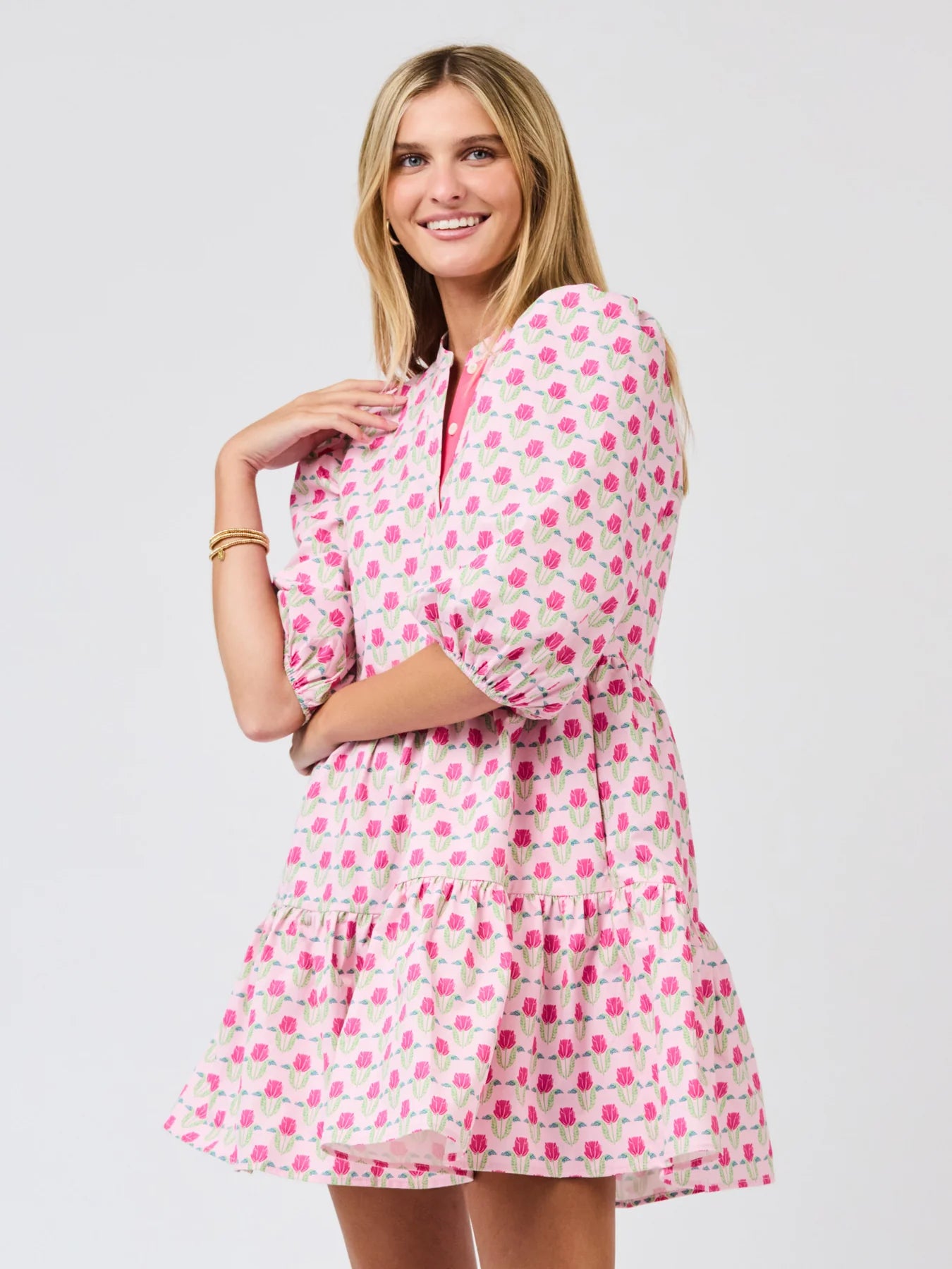 Mary Square Riley Mini Dress Flora Fanfare Pink