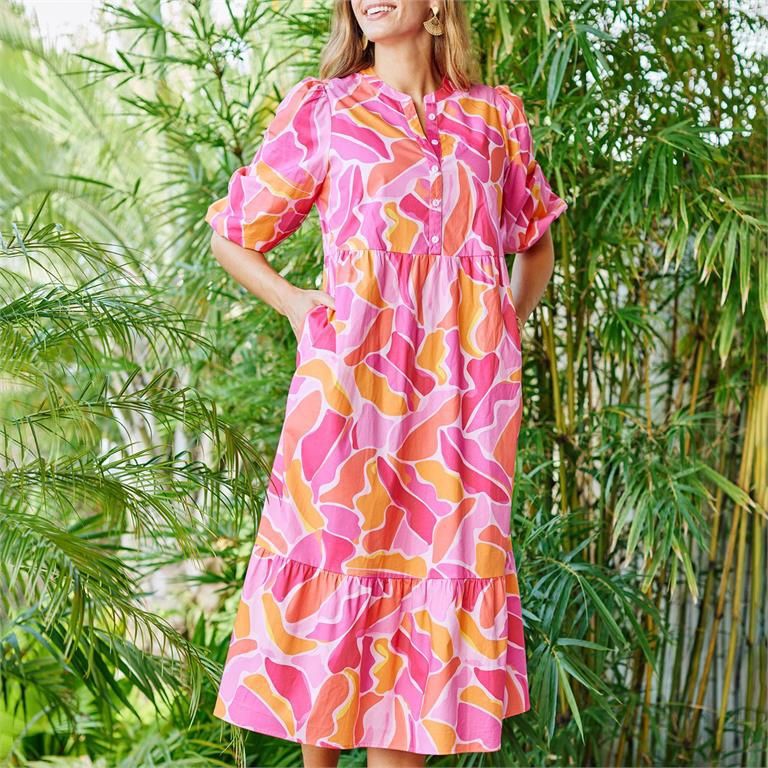 Mary Square Riley Dress Cool Waters pink