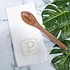 Mary Square Golden Monogrammed Tea Towel w Wooden Spoon Set