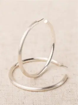Michelle McDowell Stella Hoop Earrings Brushed Silver