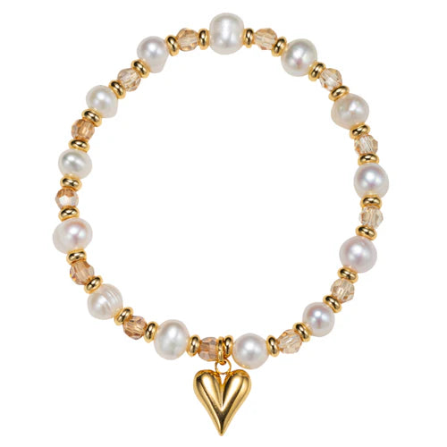 Golden by Jane Marie kid's beaded solid heart birthstone bracelet