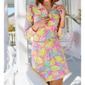 Mary Square Charleston Half Zip Top Vine Time Hot Pink