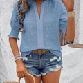 DoubleJu V-necked Blouse with eyelet lace